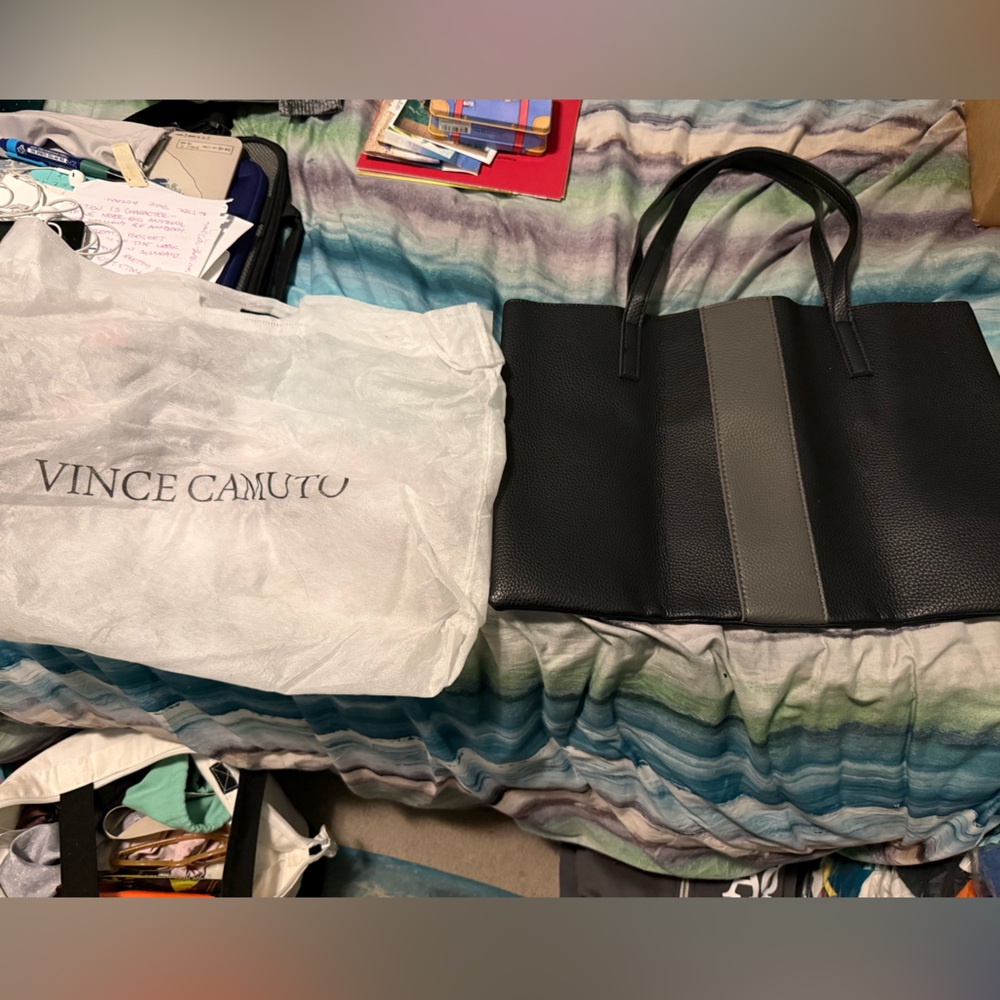 Vince Camuto Two-Tone Black and Gray Tote